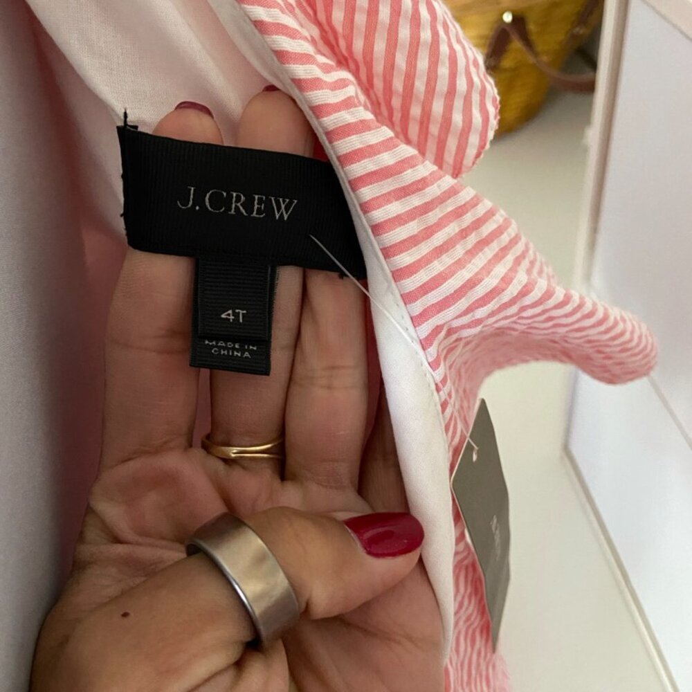 J.Crew One-Shoulder Ruffle Seersucker Dress – Size 4 - Picture 6 of 7